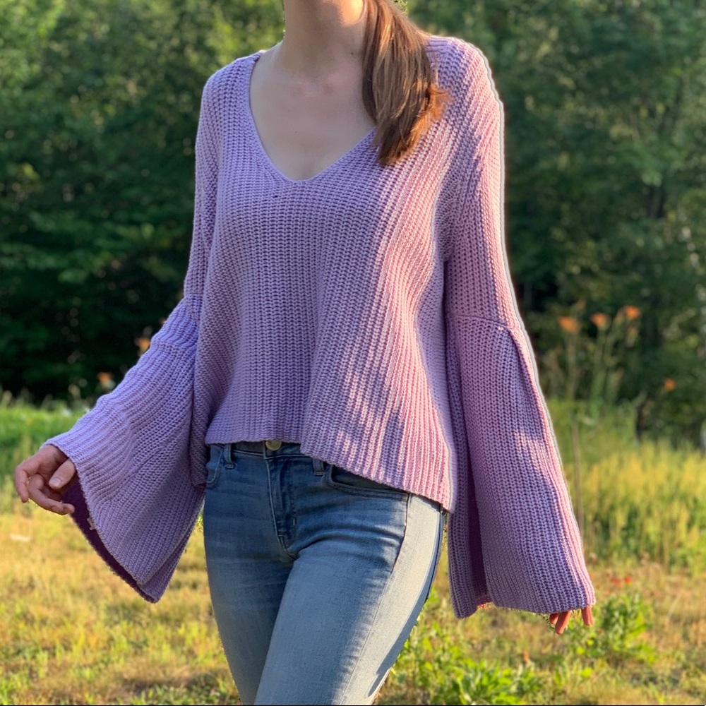 Free People- Dolman Sleeve Pullover V-Neck Sweater